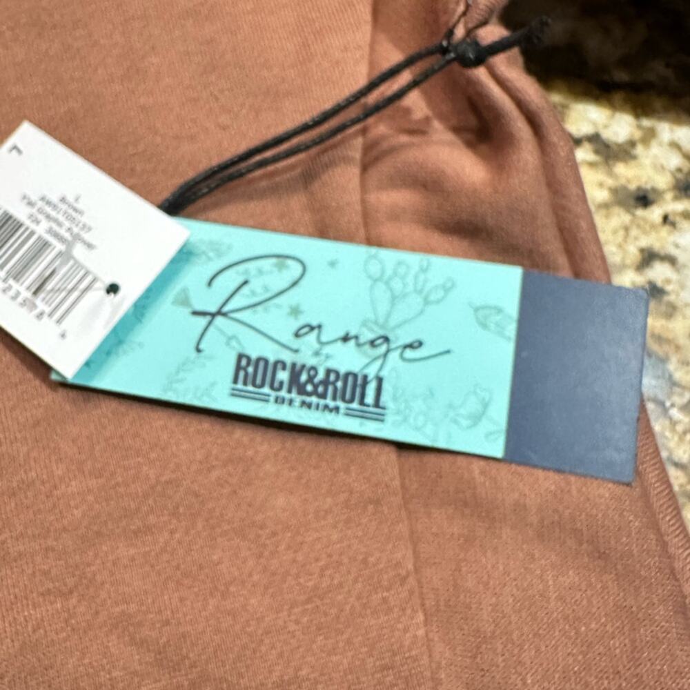 Range by Rock N Roll Denim Womens Size Large Cropped Sweatshirt in Taupe NWT - Picture 4 of 7